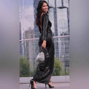 Sequin High-Slit Maxi Dress